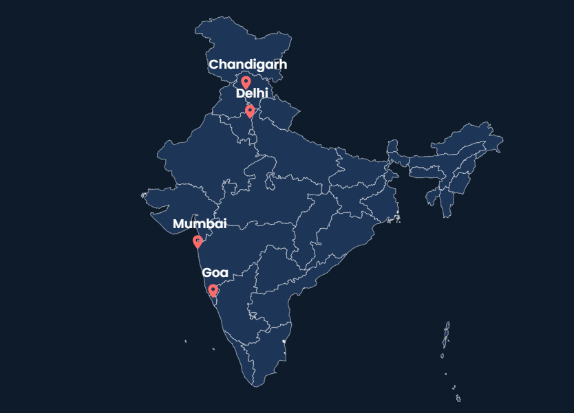 Savoire Media - Locations We Cater (Chandigarh, Delhi, Mumbai, Goa)